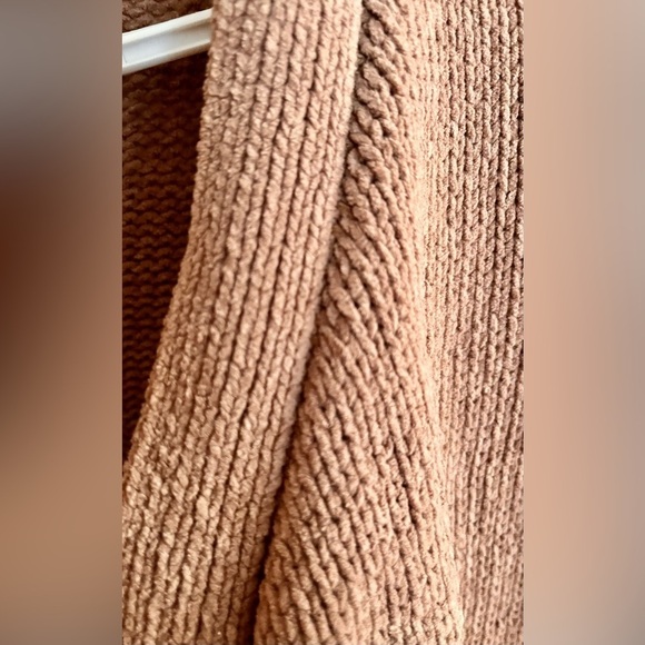 Open Front Ribbed Knit Cardigan Size Small Oversized Loose Bell Sleeves Taupe - Picture 8 of 11